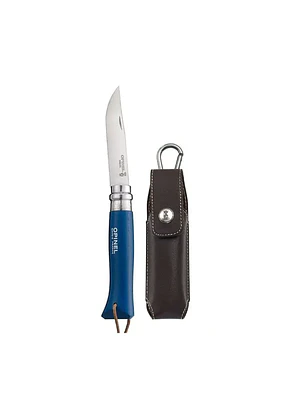 Navaja Opinel Trekking N°08 Azul con Funda de Cuero