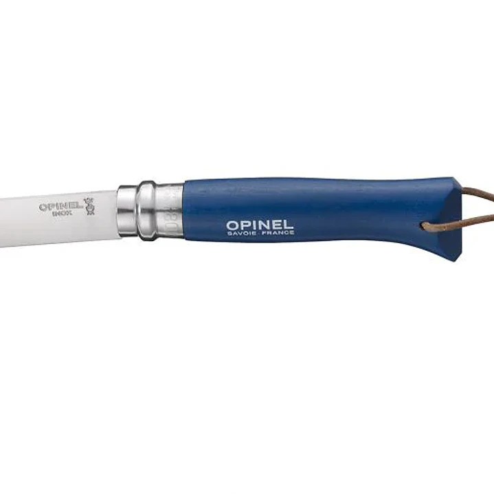 Navaja Opinel Trekking N°08 Azul con Funda de Cuero 3