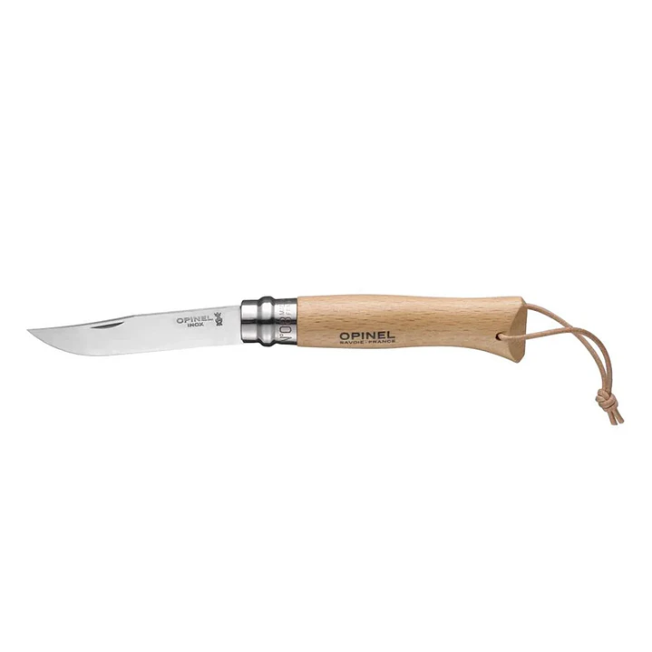 Navaja Opinel N°08 Stainless Steel con Lazo de Cuero 1