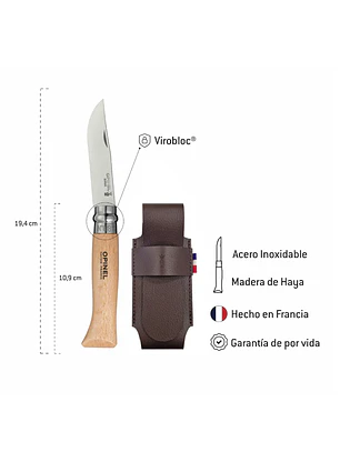 Navaja Opinel N°08 Stainless Steel con Funda de Cuero