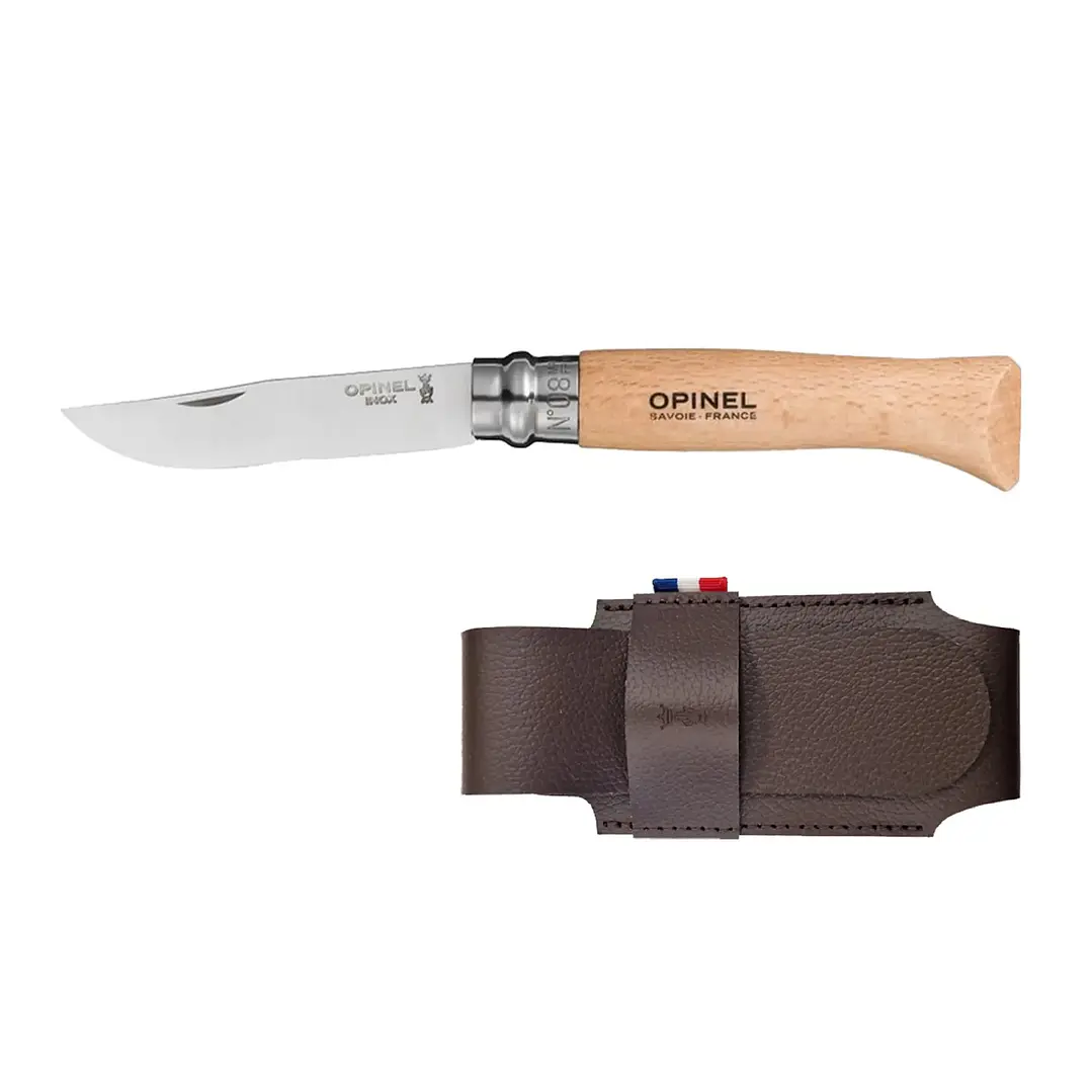 Navaja Opinel N°08 Stainless Steel con Funda de Cuero 1