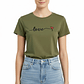 Polera SHEIN Verde Oliva Love Corazón Mujer Talla M - Como Nueva - Miniatura 1