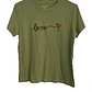 Polera SHEIN Verde Oliva Love Corazón Mujer Talla M - Como Nueva - Miniatura 4