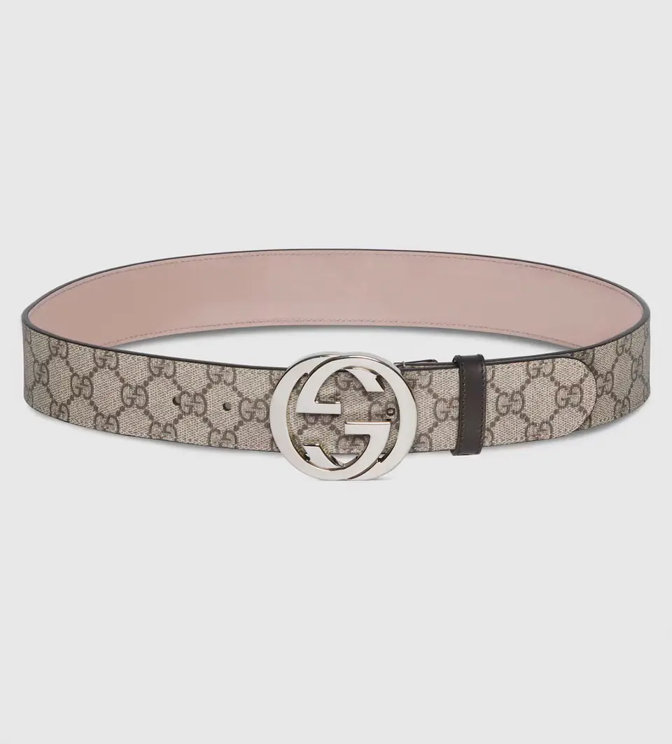 Cinturon Gucci GG Supreme beige y negro 2