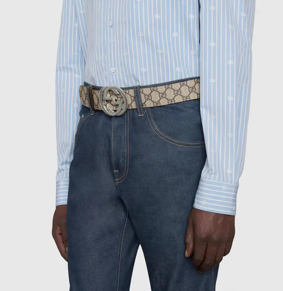 Cinturon Gucci GG Supreme beige y negro 3