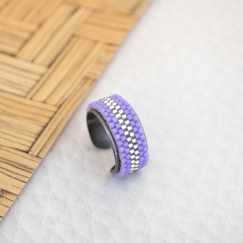 Anillo ajustable "Cintas" lila y traslúcido