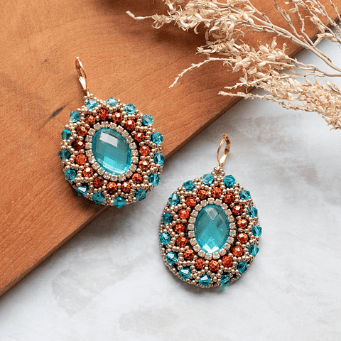 Aros "Bordados" calipso y terracota