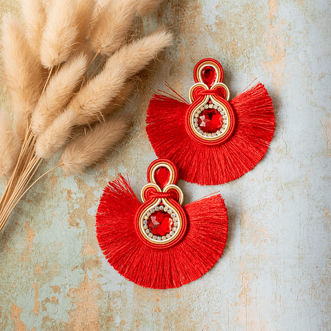 Aros "Abanico" rojo