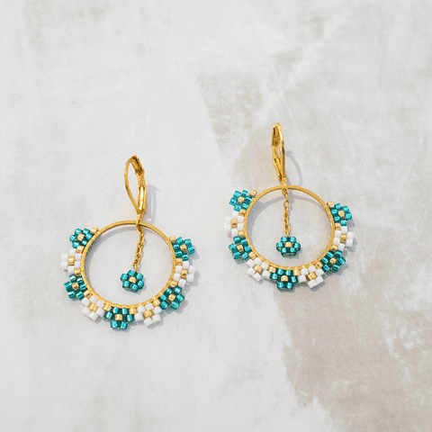 Aros "Garden" esmeralda y blanco