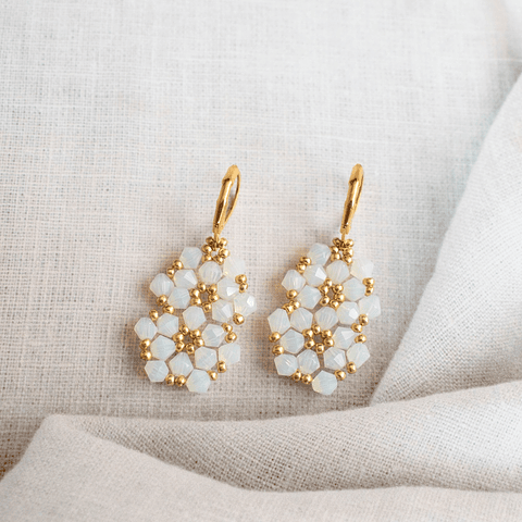 Aros "Aura" blanco y dorado