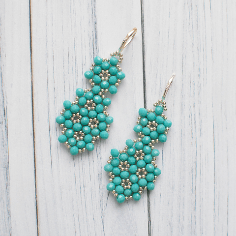Aros "Alondra" turquesa y plateado