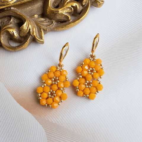 Aros "Aura" mostaza y dorado