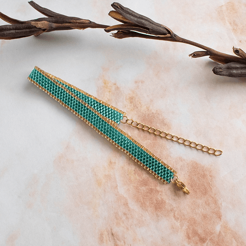 Pulsera "Jane" esmeralda y dorado
