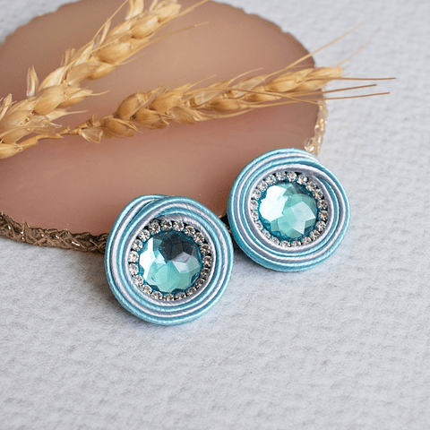 Aros "Topito bicolor" celeste y lila