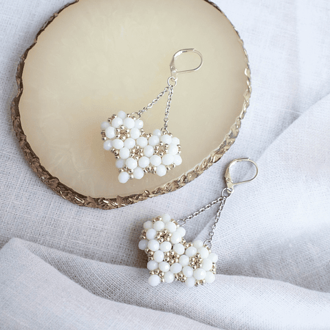 Aros "Corazón 3D" blanco y plateado