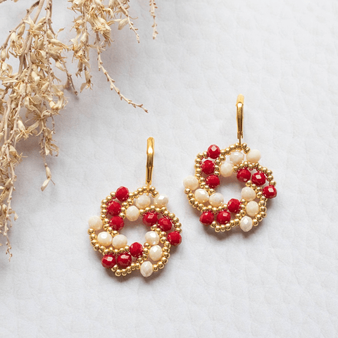 Aros "Galaxia" rojo y blanco