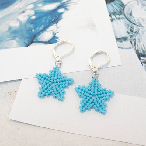 Aros "Estrellitas con gancho" celeste