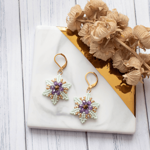 Aros "Magnolia" menta y morado