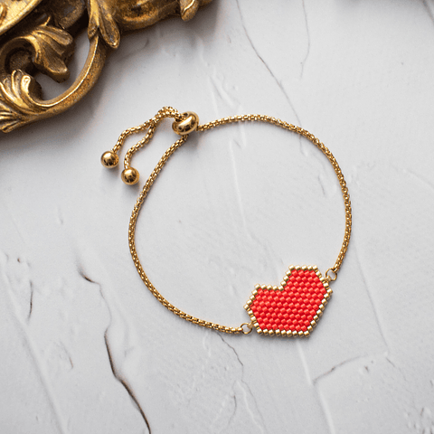 Pulsera ajustable "Corazón" rojo