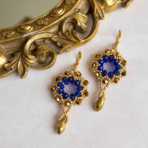 Aros "Animal Print" dorado y azul