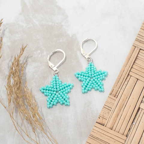 Aros "Estrellitas con gancho" turquesa