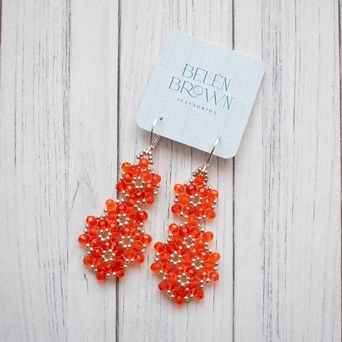 Aros "Alondra" naranjo y plateado