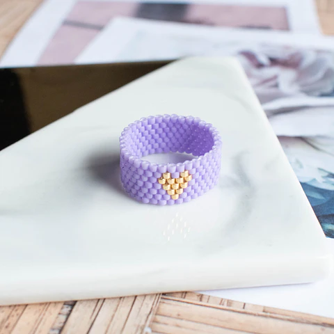 Anillo "Corazón" lila y dorado