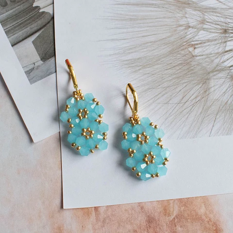 Aros "Aura" celeste y dorado