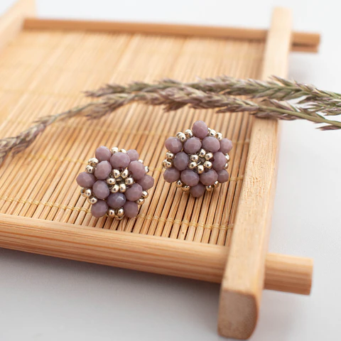 Aros "Tiny" malva y plateado