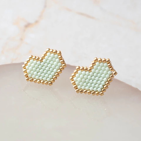 Aros "Corazón" menta y dorado