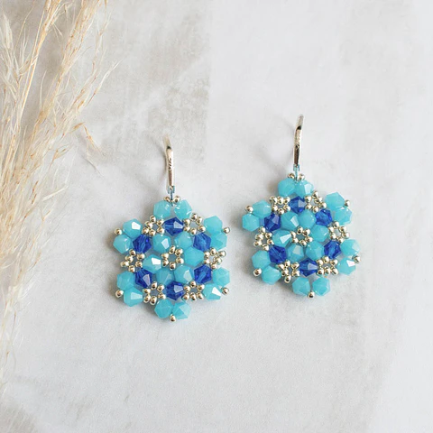 Aros "Hexágono" celeste y azul