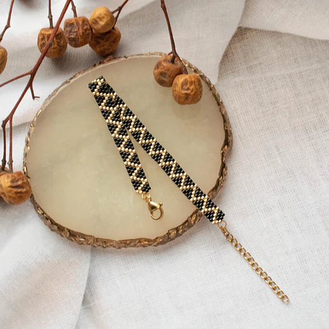 Pulsera "ZigZag" negro y dorado