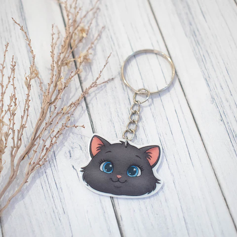 Llavero "Gato" gris con ojos azules