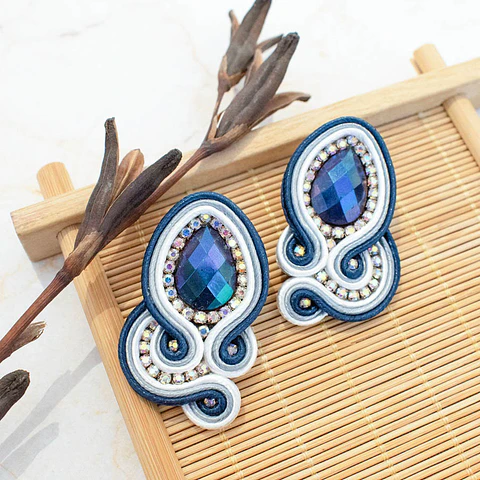 Aros "Asimétricos" azul y gris