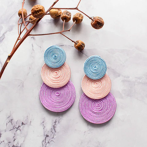 Aros "Tres círculos" lila, durazno y celeste