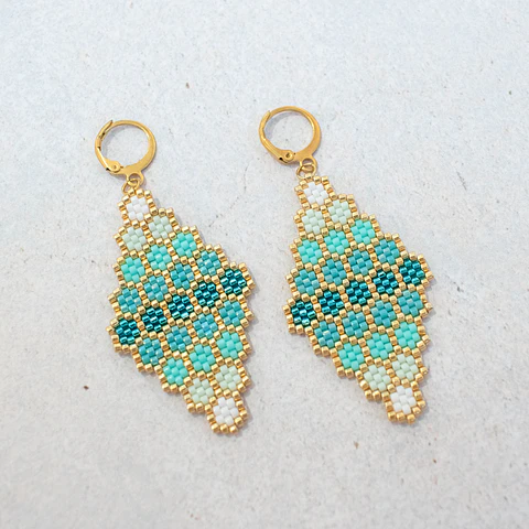 Aros "Colmena" esmeralda y menta