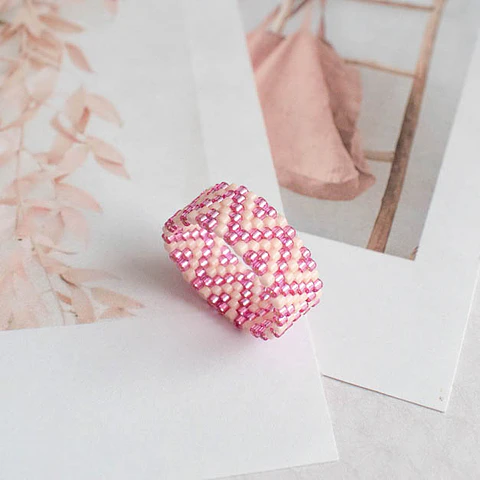 Anillo "ZigZag doble" rosado y durazno