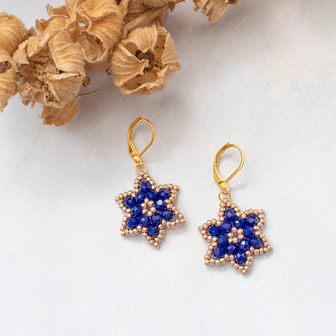 Aros "Lilium" azul y dorado