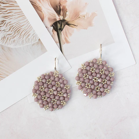 Aros "Medallón" malva y plateado