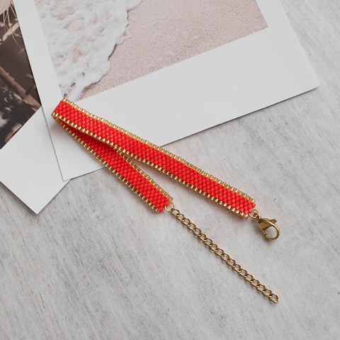 Pulsera "Jane" rojo y dorado