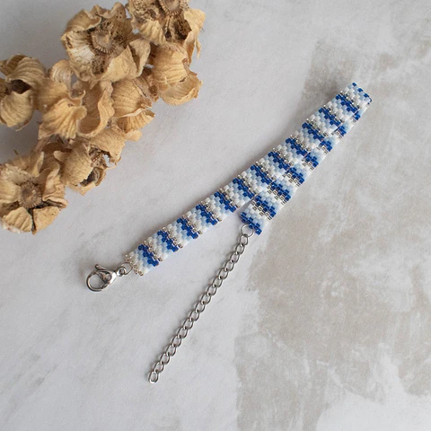 Pulsera "Roma" azul, celeste y blanco