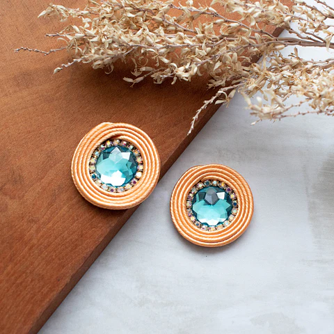 Aros "Topito sencillo" salmón y celeste