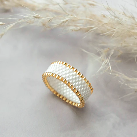 Anillo "Jane" blanco y dorado