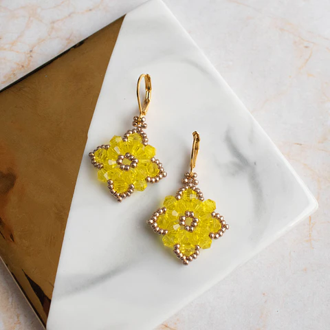Aros "Flor de Loto" amarillo y dorado