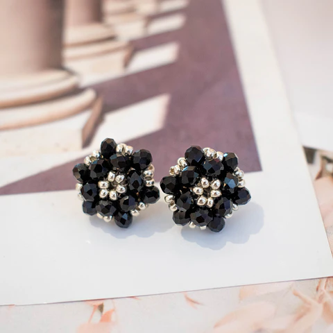 Aros "Tiny" negro y plateado