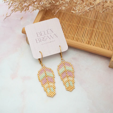 Aros "Pluma" malva y menta