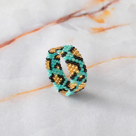 Anillo "Animal print" turquesa