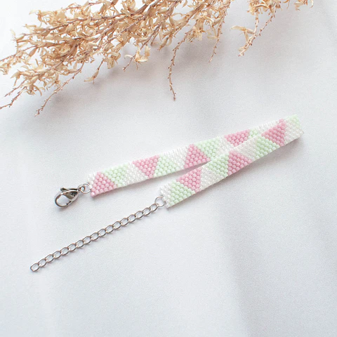 Pulsera "Boho" malva, menta y blanco