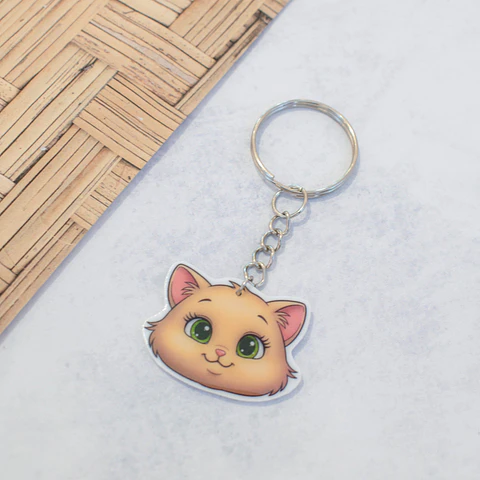 Llavero "Gato" beige y ojos verdes