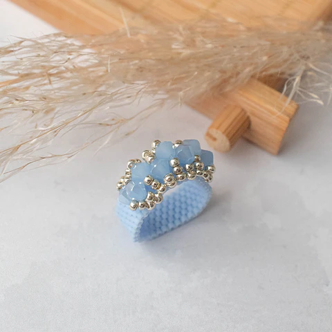 Anillo "Corona" azul pastel